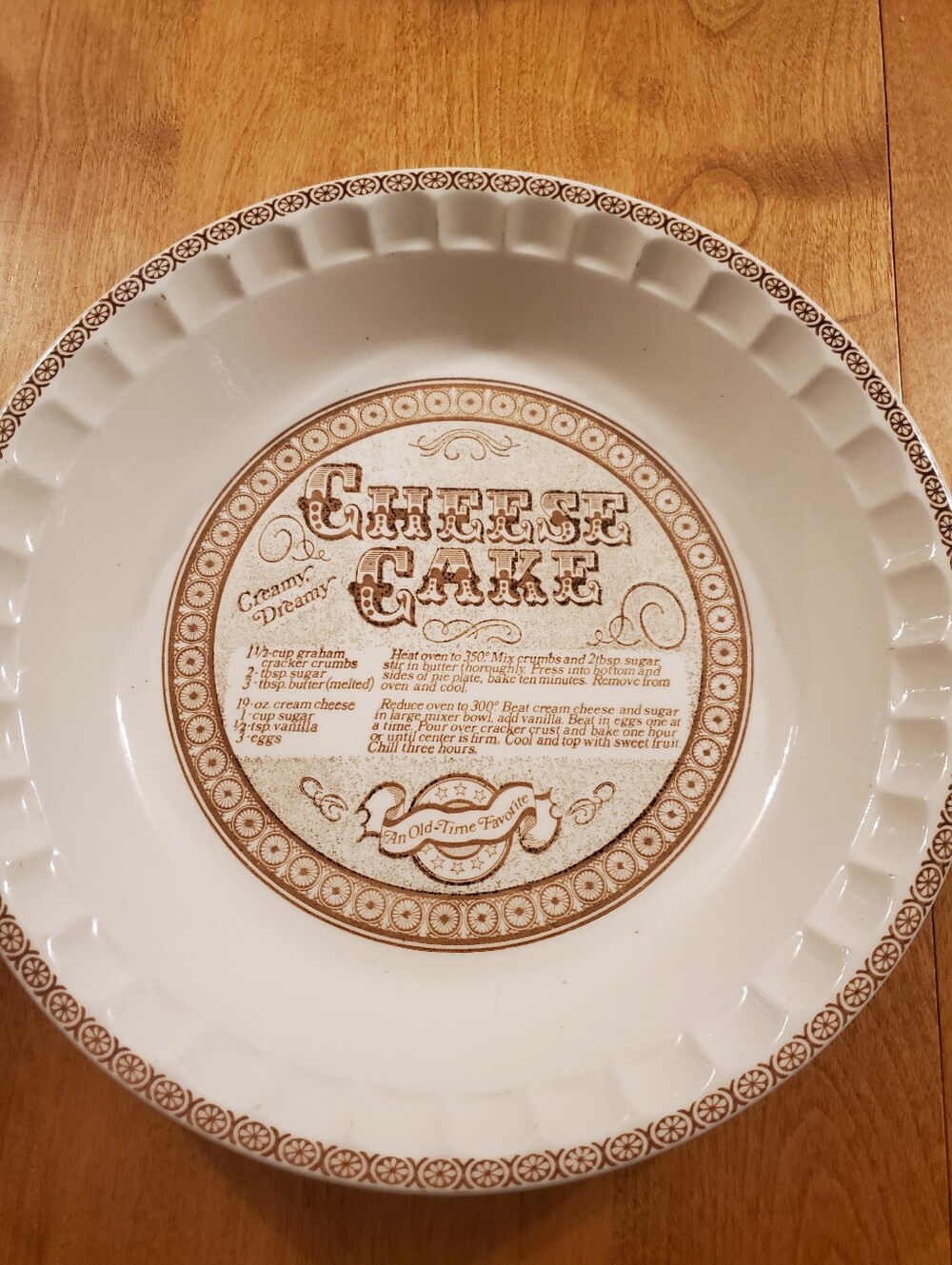 Vintage 1983 Royal China Jeannette 11" Cheese Cake Recipe Pie Plate Baking Dish